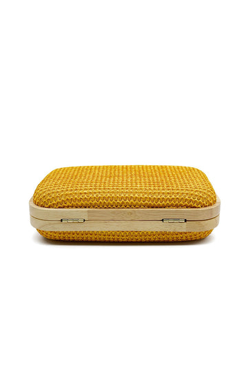 Bolso de mano de madera amarillo hecho a mano